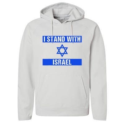 Support I Stand With Israel Jewish Heritage Israeli Flag Performance Fleece Hoodie