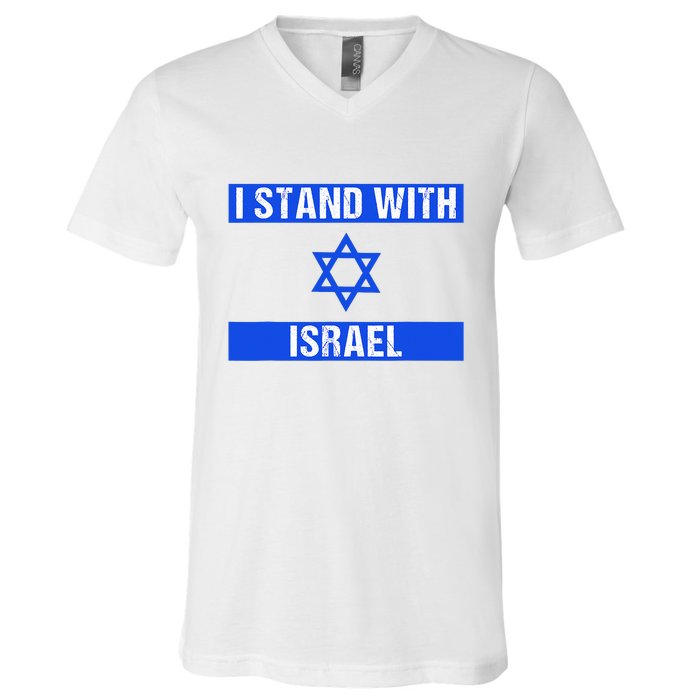 Support I Stand With Israel Jewish Heritage Israeli Flag V-Neck T-Shirt