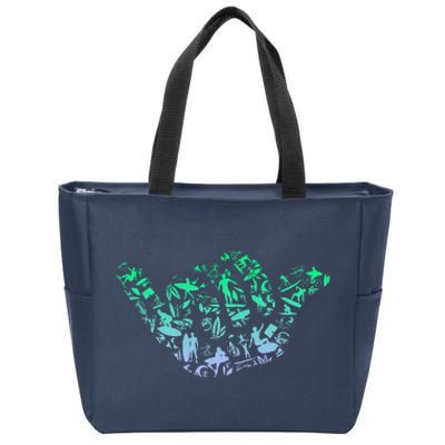 Surf Icons Surfer Surfing Zip Tote Bag