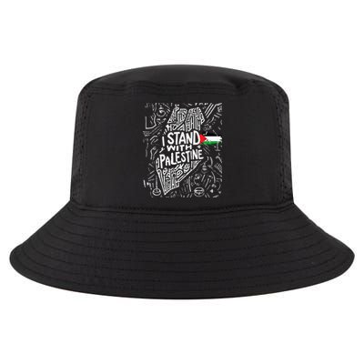 Support I Stand With Palestine Free Palestine Flag Arabic  Cool Comfort Performance Bucket Hat