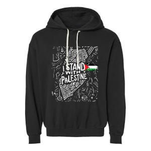 Support I Stand With Palestine Free Palestine Flag Arabic  Garment-Dyed Fleece Hoodie