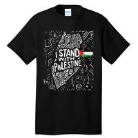 Support I Stand With Palestine Free Palestine Flag Arabic  Tall T-Shirt