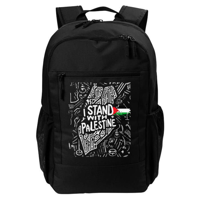 Support I Stand With Palestine Free Palestine Flag Arabic  Daily Commute Backpack