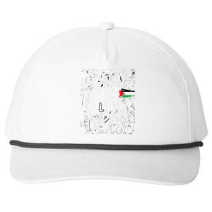 Support I Stand With Palestine Free Palestine Flag Arabic  Snapback Five-Panel Rope Hat