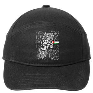 Support I Stand With Palestine Free Palestine Flag Arabic  7-Panel Snapback Hat