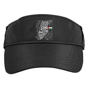 Support I Stand With Palestine Free Palestine Flag Arabic  Adult Drive Performance Visor