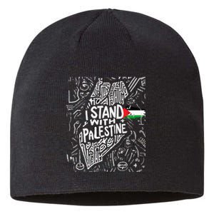 Support I Stand With Palestine Free Palestine Flag Arabic  Sustainable Beanie