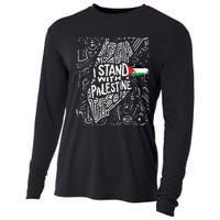 Support I Stand With Palestine Free Palestine Flag Arabic  Cooling Performance Long Sleeve Crew