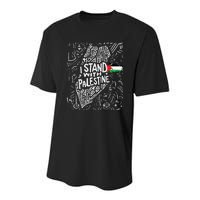 Support I Stand With Palestine Free Palestine Flag Arabic  Youth Performance Sprint T-Shirt