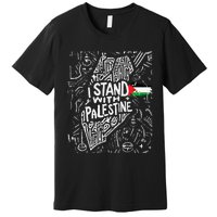 Support I Stand With Palestine Free Palestine Flag Arabic  Premium T-Shirt