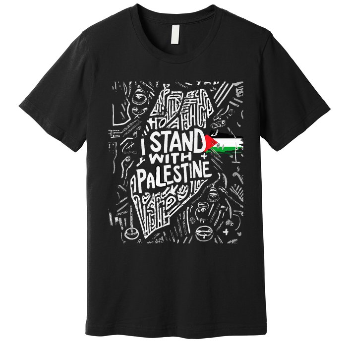 Support I Stand With Palestine Free Palestine Flag Arabic  Premium T-Shirt