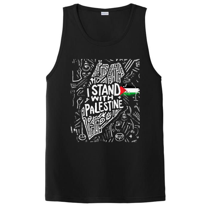 Support I Stand With Palestine Free Palestine Flag Arabic  PosiCharge Competitor Tank