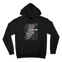 Support I Stand With Palestine Free Palestine Flag Arabic  Tall Hoodie