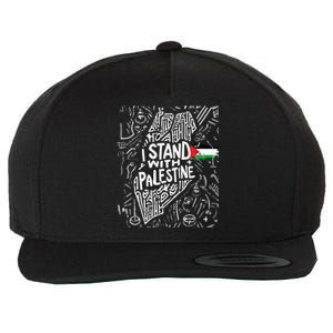 Support I Stand With Palestine Free Palestine Flag Arabic  Wool Snapback Cap