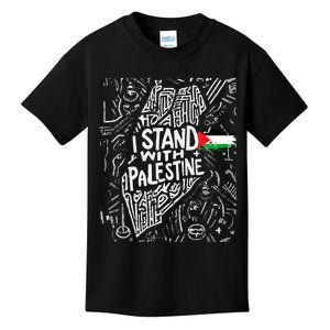 Support I Stand With Palestine Free Palestine Flag Arabic  Kids T-Shirt