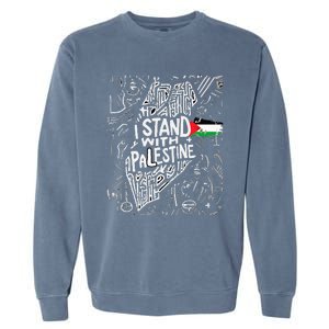 Support I Stand With Palestine Free Palestine Flag Arabic  Garment-Dyed Sweatshirt