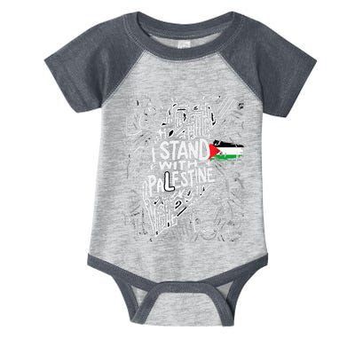 Support I Stand With Palestine Free Palestine Flag Arabic  Infant Baby Jersey Bodysuit