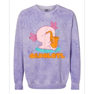 Saxolotl I Sax Bari Saxophone Pink Axolotl Colorblast Crewneck Sweatshirt