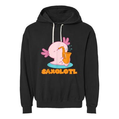 Saxolotl I Sax Bari Saxophone Pink Axolotl Garment-Dyed Fleece Hoodie