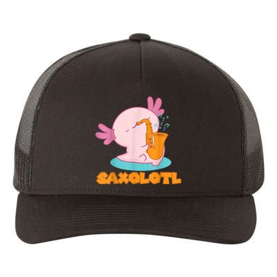 Saxolotl I Sax Bari Saxophone Pink Axolotl Yupoong Adult 5-Panel Trucker Hat