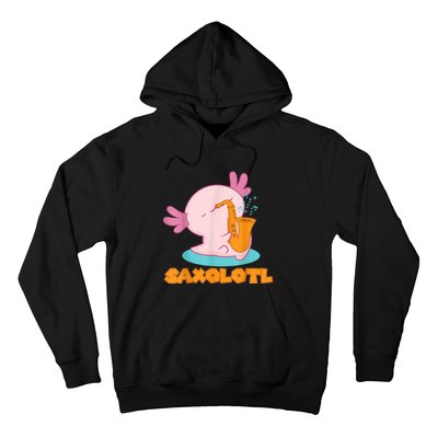 Saxolotl I Sax Bari Saxophone Pink Axolotl Hoodie