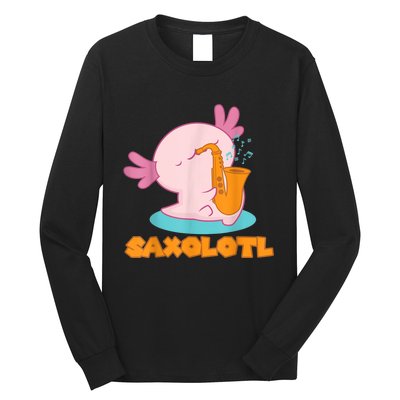 Saxolotl I Sax Bari Saxophone Pink Axolotl Long Sleeve Shirt