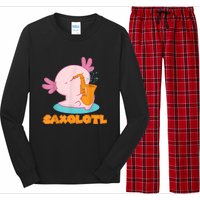 Saxolotl I Sax Bari Saxophone Pink Axolotl Long Sleeve Pajama Set