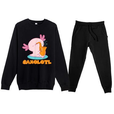 Saxolotl I Sax Bari Saxophone Pink Axolotl Premium Crewneck Sweatsuit Set