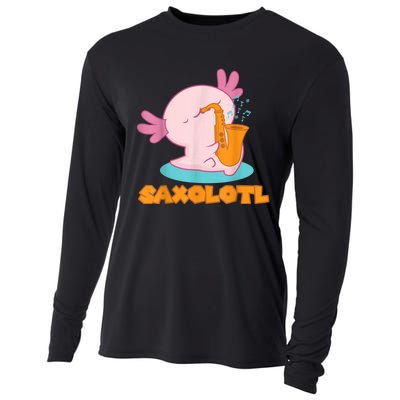 Saxolotl I Sax Bari Saxophone Pink Axolotl Cooling Performance Long Sleeve Crew