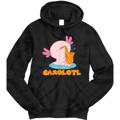 Saxolotl I Sax Bari Saxophone Pink Axolotl Tie Dye Hoodie