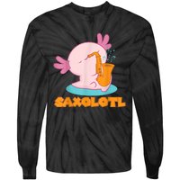 Saxolotl I Sax Bari Saxophone Pink Axolotl Tie-Dye Long Sleeve Shirt