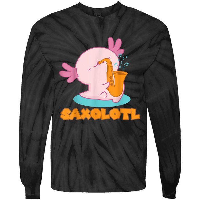 Saxolotl I Sax Bari Saxophone Pink Axolotl Tie-Dye Long Sleeve Shirt