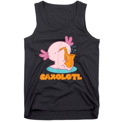 Saxolotl I Sax Bari Saxophone Pink Axolotl Tank Top