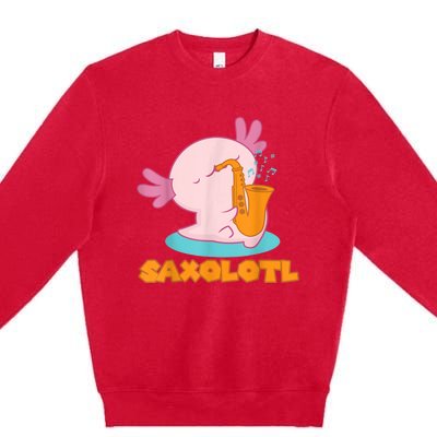 Saxolotl I Sax Bari Saxophone Pink Axolotl Premium Crewneck Sweatshirt