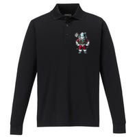 Santa in Space Festive Astronaut Christmas Gift Performance Long Sleeve Polo