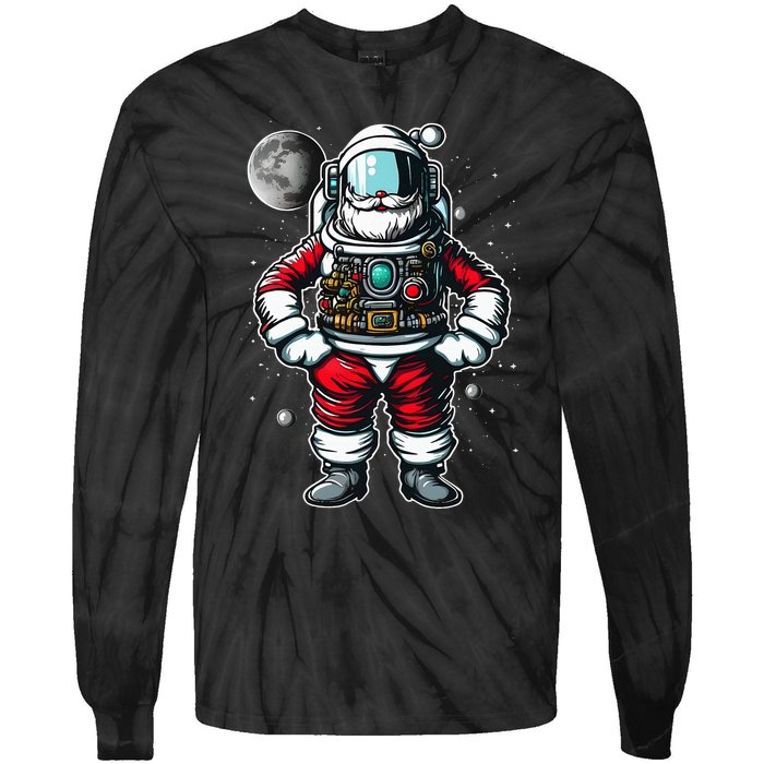 Santa in Space Festive Astronaut Christmas Gift Tie-Dye Long Sleeve Shirt