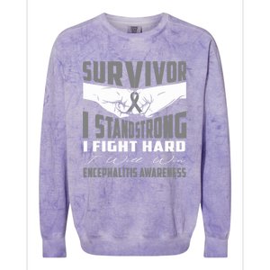 Survivor I Stand Strong Encephalitis Awareness Great Gift Colorblast Crewneck Sweatshirt