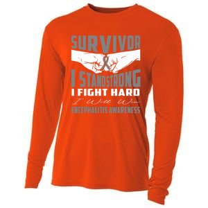 Survivor I Stand Strong Encephalitis Awareness Great Gift Cooling Performance Long Sleeve Crew