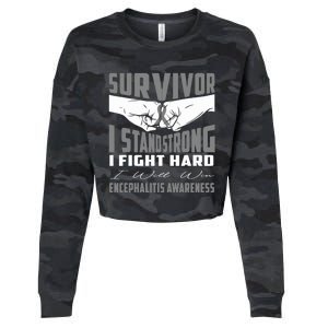 Survivor I Stand Strong Encephalitis Awareness Great Gift Cropped Pullover Crew