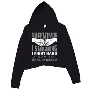 Survivor I Stand Strong Encephalitis Awareness Great Gift Crop Fleece Hoodie