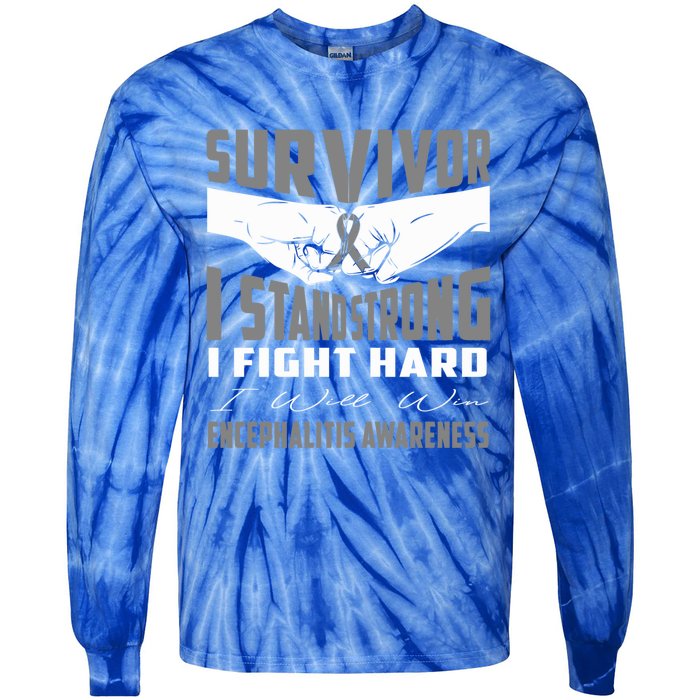 Survivor I Stand Strong Encephalitis Awareness Great Gift Tie-Dye Long Sleeve Shirt