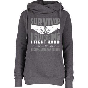 Survivor I Stand Strong Encephalitis Awareness Great Gift Womens Funnel Neck Pullover Hood