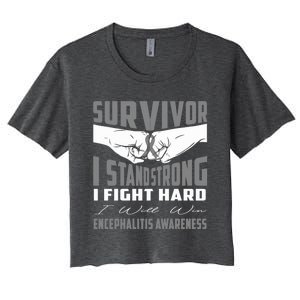 Survivor I Stand Strong Encephalitis Awareness Great Gift Women's Crop Top Tee