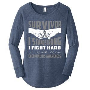 Survivor I Stand Strong Encephalitis Awareness Great Gift Women's Perfect Tri Tunic Long Sleeve Shirt