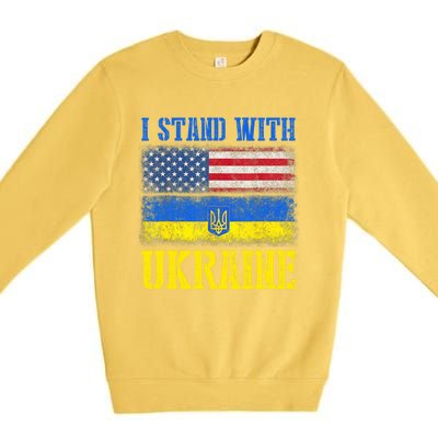 Support I Stand With Ukraine American Ukrainian Flag Gift Premium Crewneck Sweatshirt