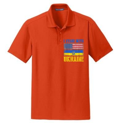 Support I Stand With Ukraine American Ukrainian Flag Gift Dry Zone Grid Polo