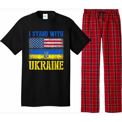 Support I Stand With Ukraine American Ukrainian Flag Gift Pajama Set