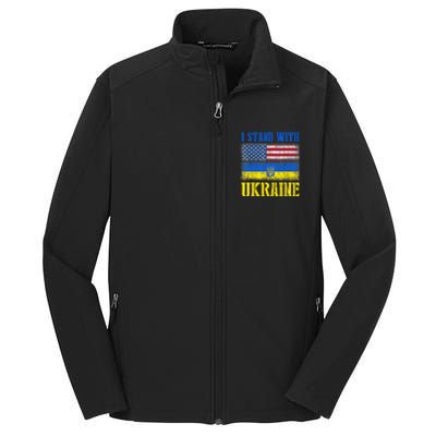 Support I Stand With Ukraine American Ukrainian Flag Gift Core Soft Shell Jacket