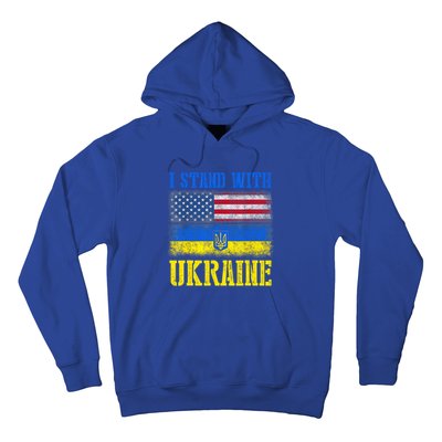 Support I Stand With Ukraine American Ukrainian Flag Gift Hoodie