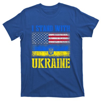 Support I Stand With Ukraine American Ukrainian Flag Gift T-Shirt